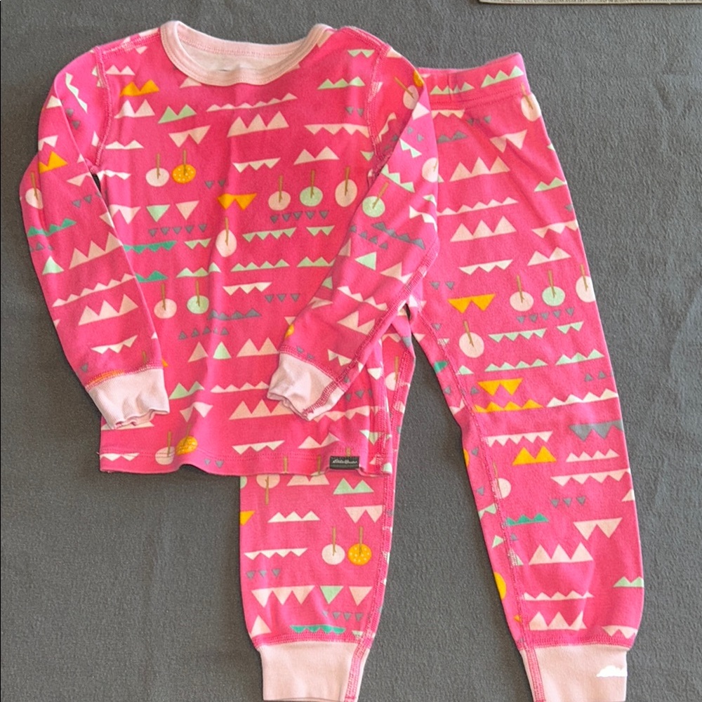 Eddie Bauer Pink Geometric Kids Cotton Pajamas